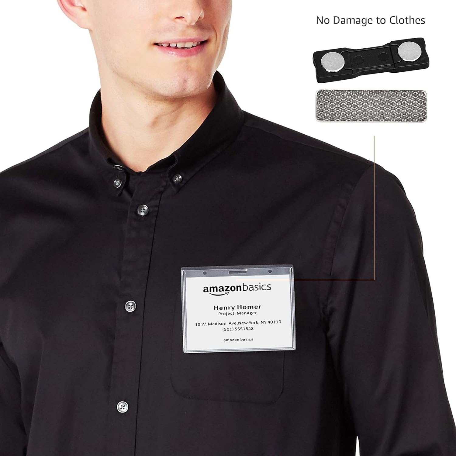 Amazon Basics Horizontal Magnetic Name Badge Holders, Clear, 600-Pack