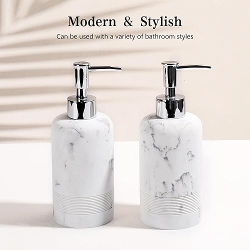 Miniatura 3 de Juego de 2 dispensadores de jabón de manos, dispensador de jabón líquido de resina recargable de 10.8 onzas con bomba a prueba de óxido para