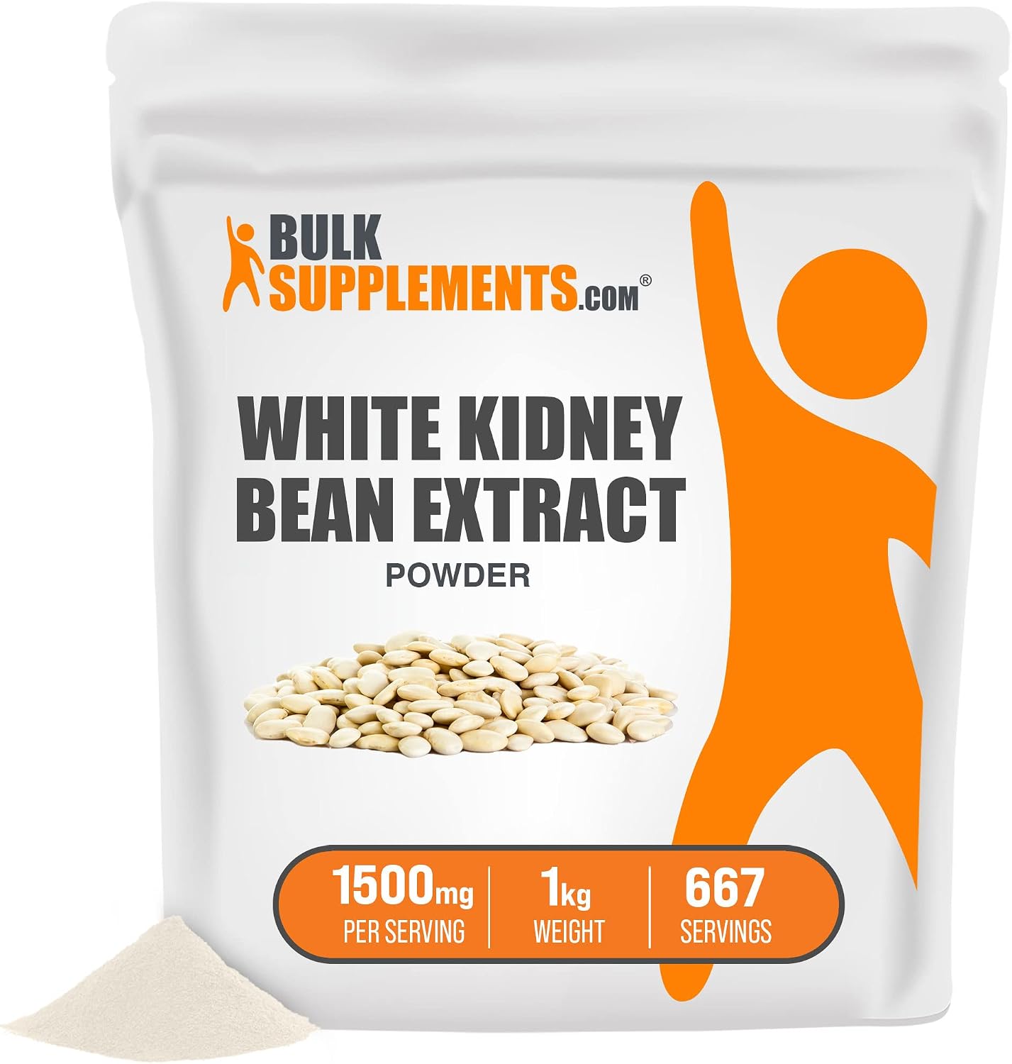 BulkSupplements.com White Kidney Bean Extract - Powdered Extract for Digestive Support, Protein Source - Gluten Free - 1500mg per Serving, 6667 Servings (1 Kilogram - 2.2 lbs)