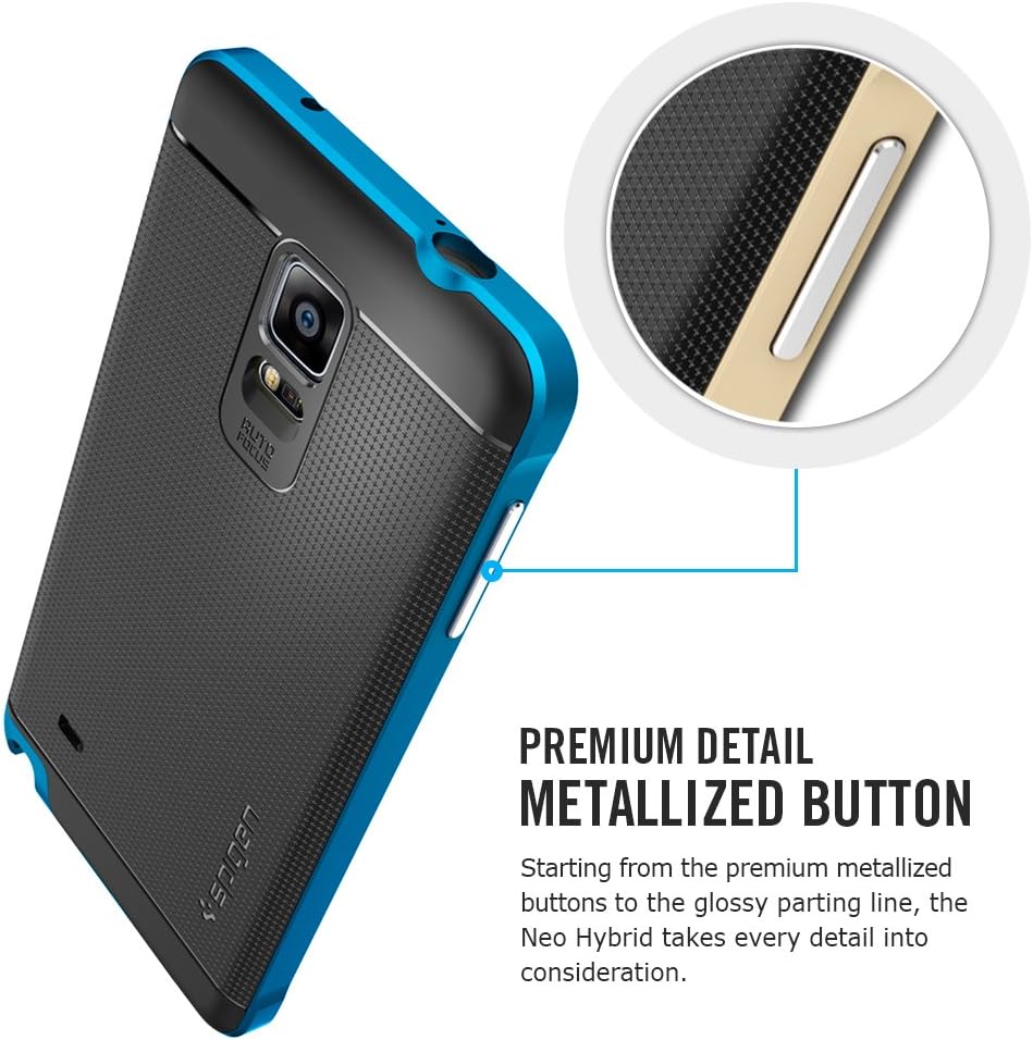 Spigen Neo Hybrid Galaxy Note 4 Case with Flexible Inner Protection and Reinforced Hard Bumper Frame for Samsung Galaxy Note 4 2014 - Metal Slate