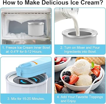 Ice Cream Maker, Frozen Yogurt Machine, for Homemade Gelato, Sorbet, Electric Soft Serve Maker, for Home/Bar/Cafe