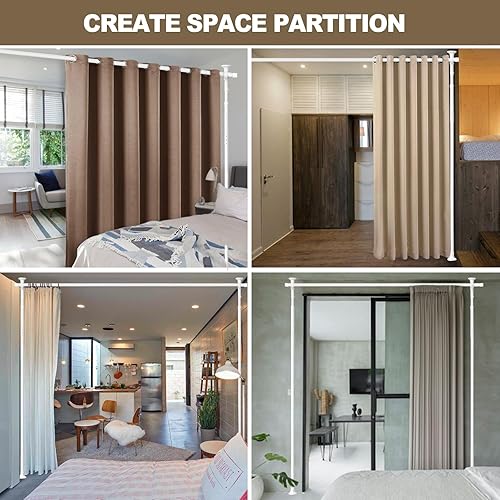 Miniatura 9 de Barra de cortina divisora de habitación, barra de tensión vertical, 28-70 pulgadas de ancho, 4-10 pies de alto, ajustable, resistente, de suelo a