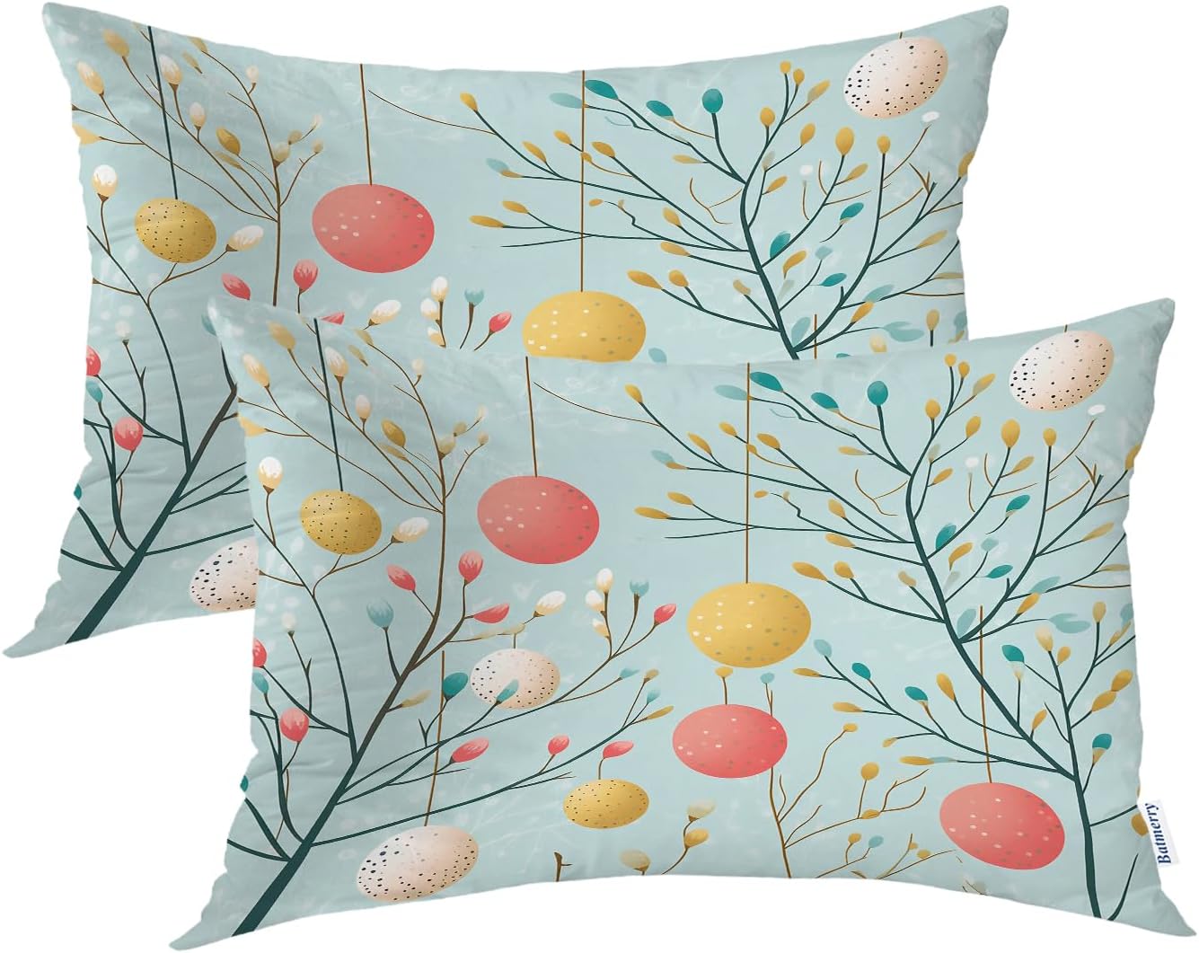 Batmerry Poppy White Decorative Pillow Covers, 20 x 20 Inch Poppy Flowers Isolated Double Sided Throw Pillow Covers Sofa Cushion Cover Square 20 Inches(Set of 2)