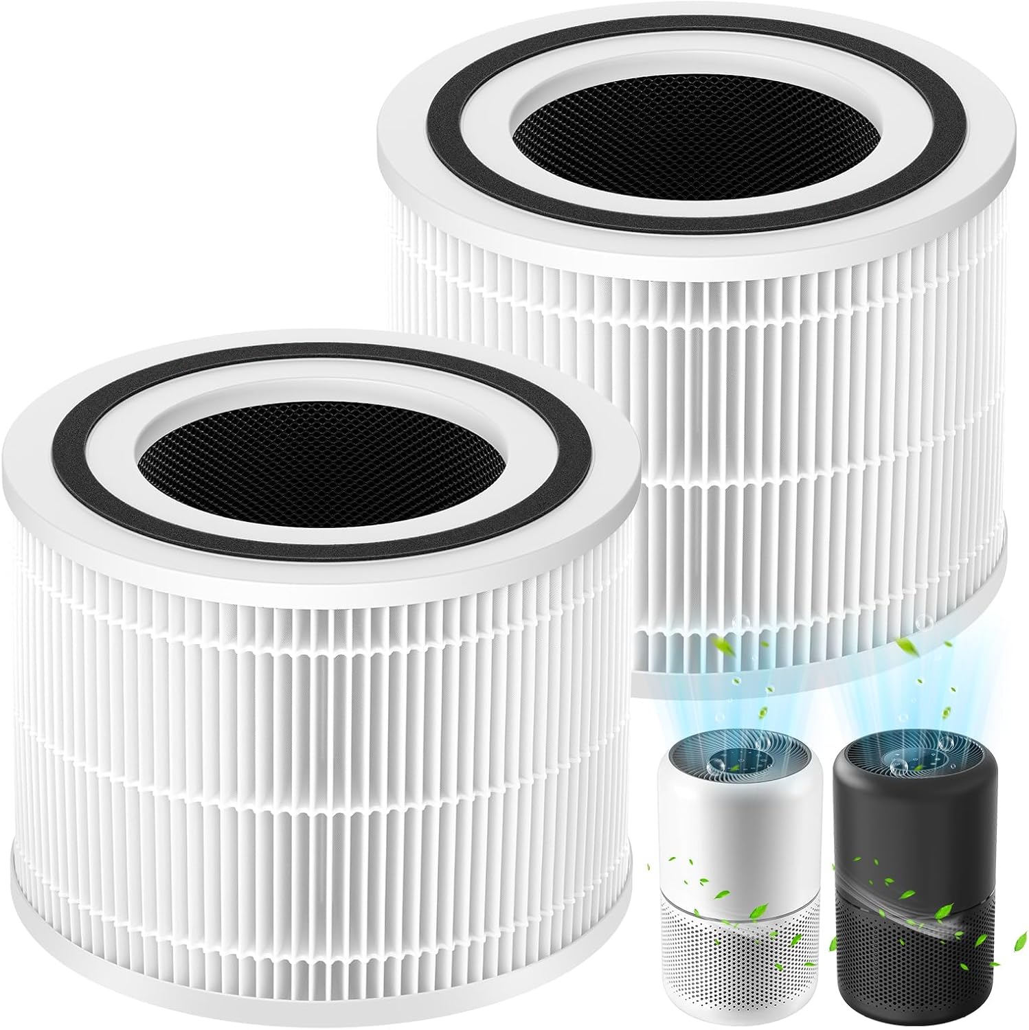 Core 300 Replacement Filter, Compatible with LEVOIT Core 300/300S Air Purifier๏ผ3-in-1 H13 Grade True HEPA Replacement Filter, Compare to Part No. Core 300-RF, White,2 pack