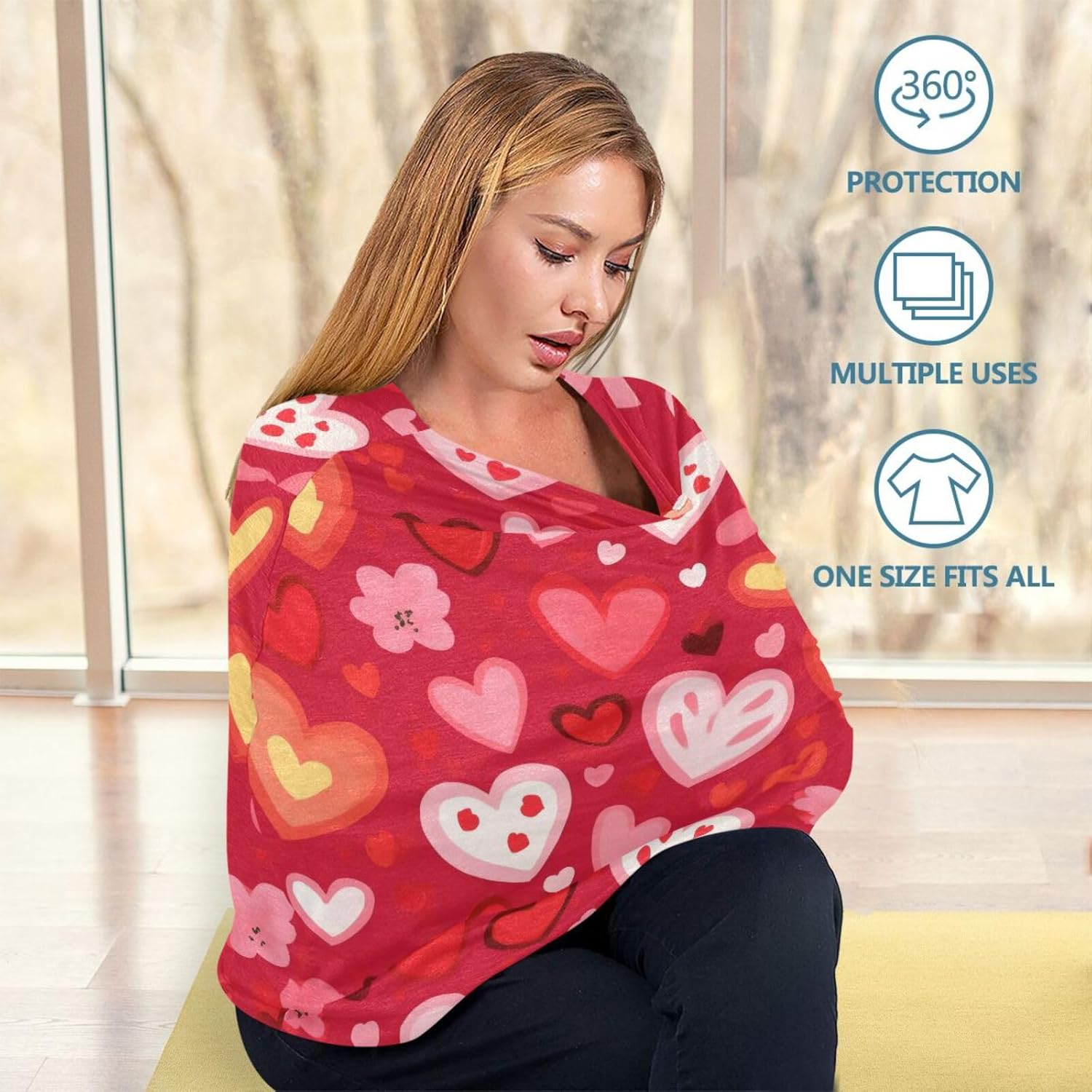 Lyeorm Valentine's Day Hearts Car Seat Covers for Babies Breathable Nursing Breastfeeding Cover Multi-Use Infant Carseat Canopy and Stroller Cover for Boys Girls 6 71spmVi5coL. AC SL1500