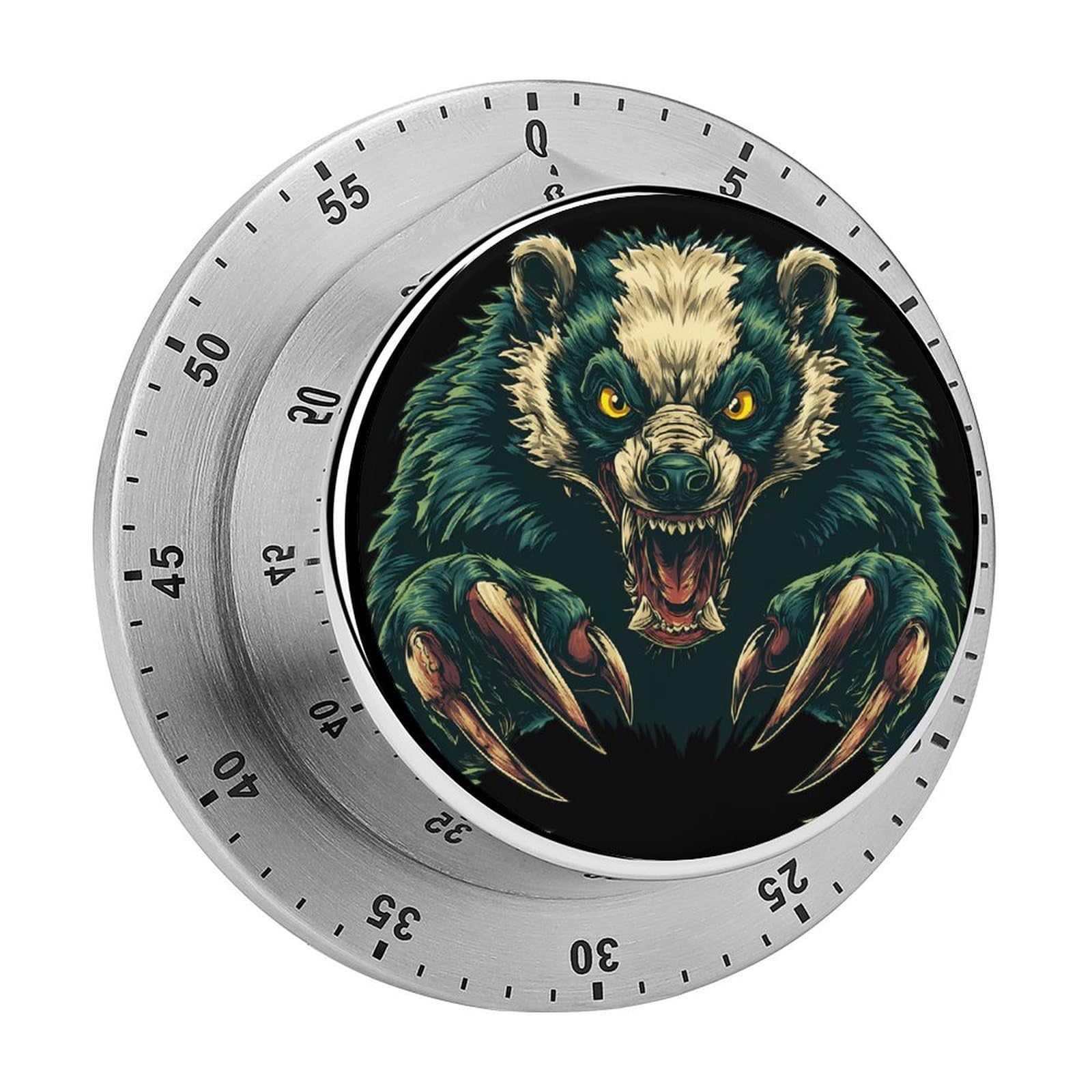 Angry Honeybadgers Mechanical Timer with Alarm for Kitchen Cooking Productivity Stainless Steel Timers