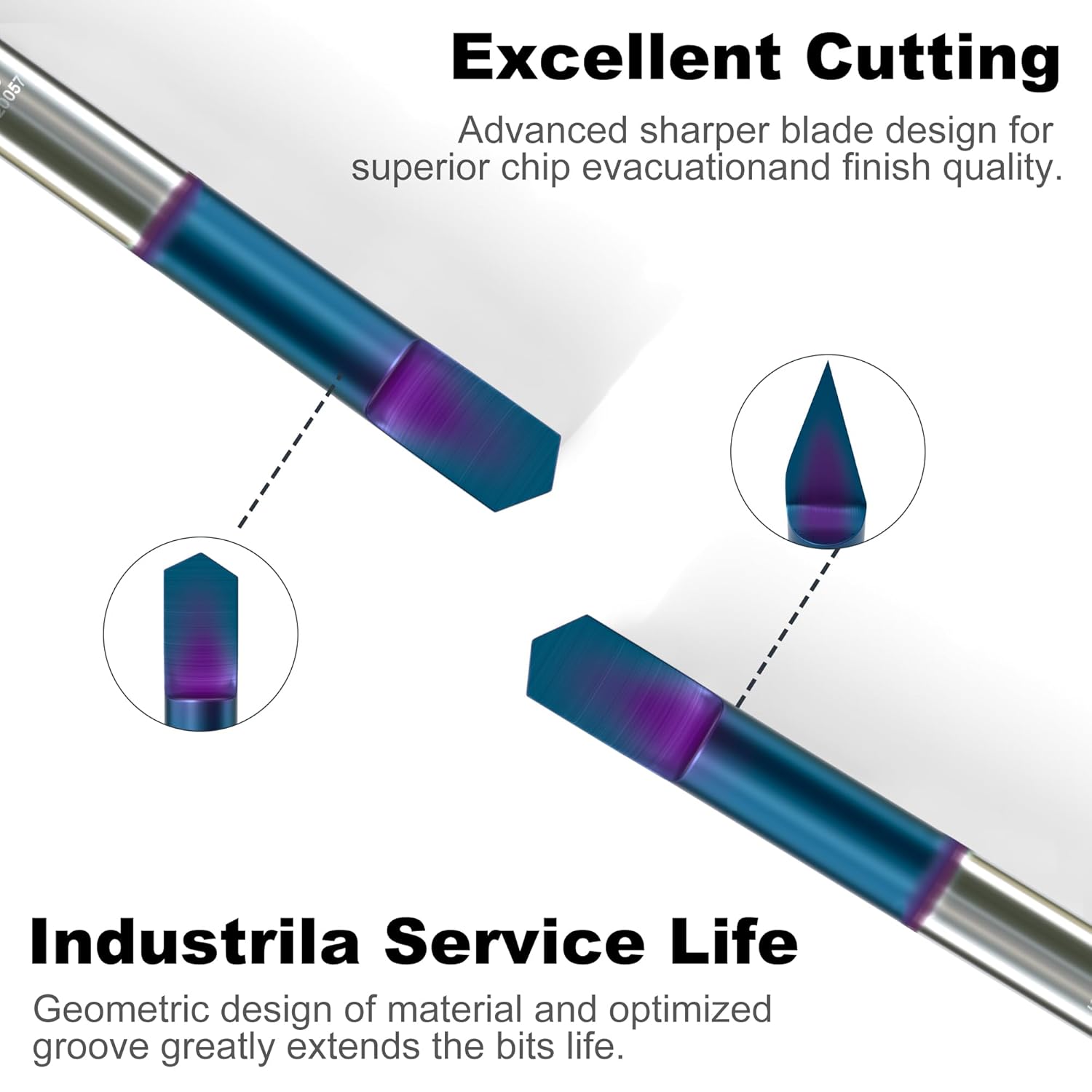 120 Degree V Groove Router Bit for CNC, Carbide V Groove Bit 0.005" Tip Width 1/4 Inch Shank with NACO Coated, CNC Carving Bits for Engraving and Signmaking Carving