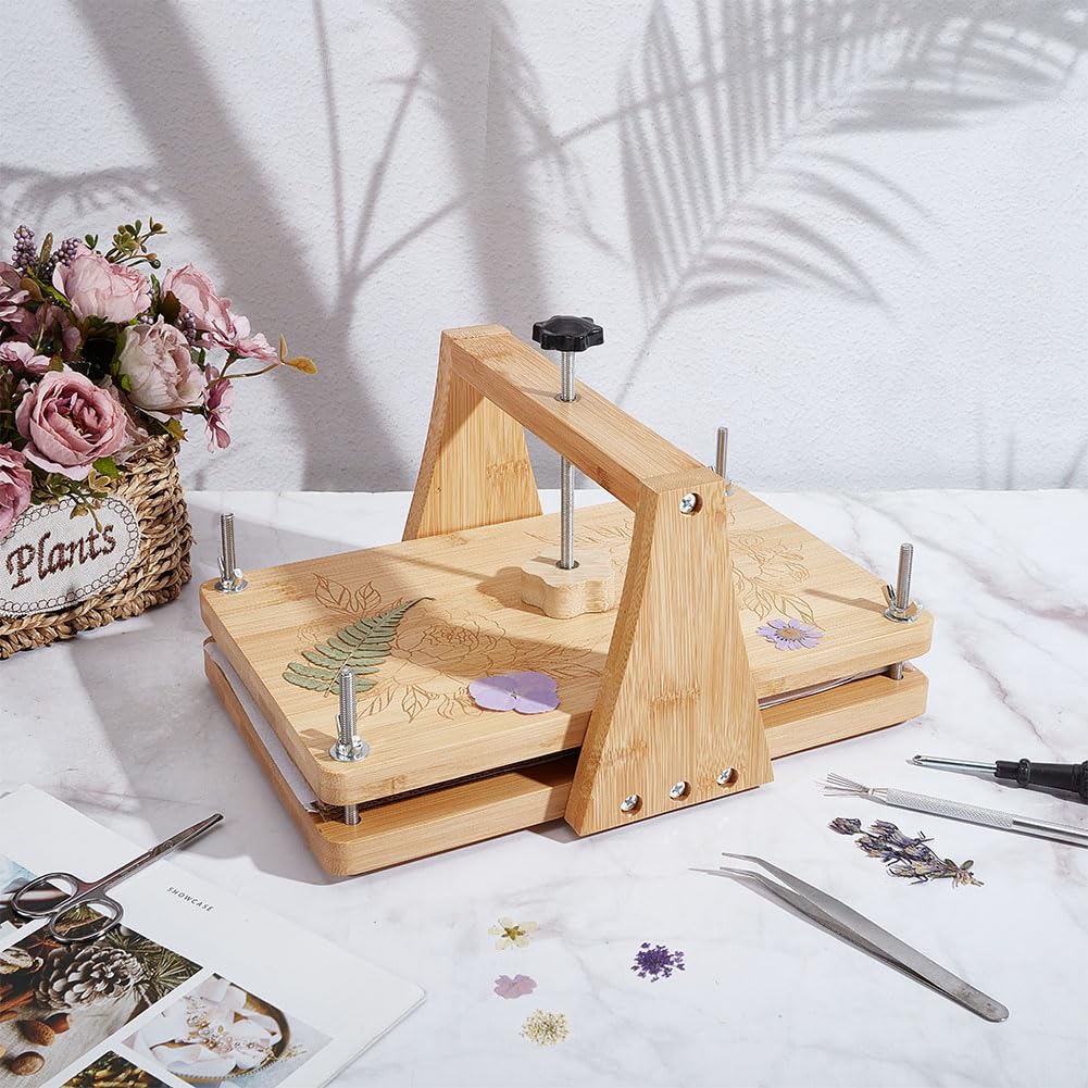 ORIGACH Kit de prensa de flores de impresión uniforme, juego de prensa de flores grande de madera multicapa para preservar flores secas, regalo de arte para amantes de las manualidades, 28 × 21 × 14