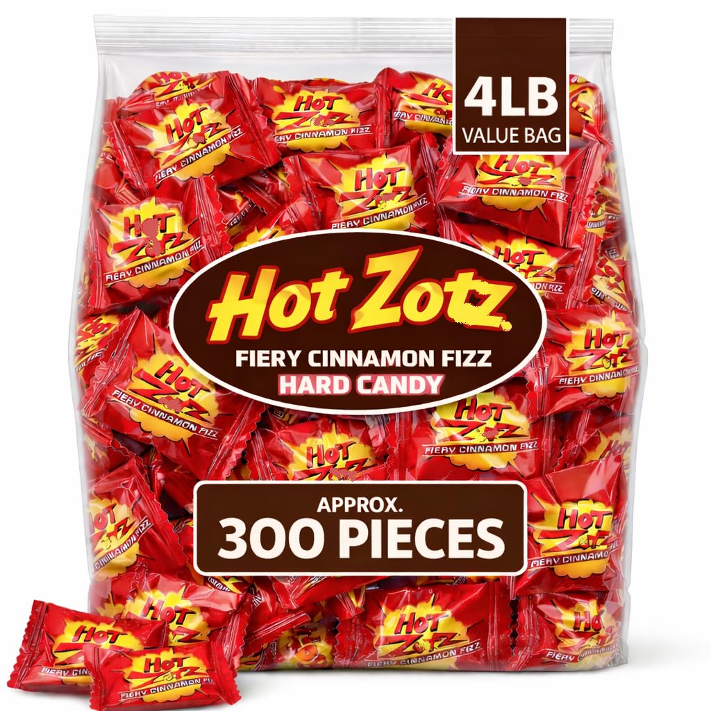 Hot Zats Fiery Cinnamon Fizz Flavor | 4 Pounds (Approx. 300 Pieces) | Individually Wrapped | Nostalgiac Retro Bulk Fun Size Hard Candy | Great For Parties, Office, Holiday & Any Ocassion!