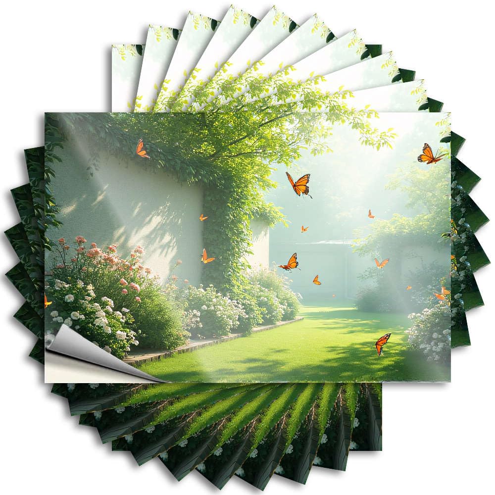 Goods Saying Helmet | Butterflies Fluttering Among Vibrant Flowers in A Serene Garden. New Double Sticker Pack(6X9CM)