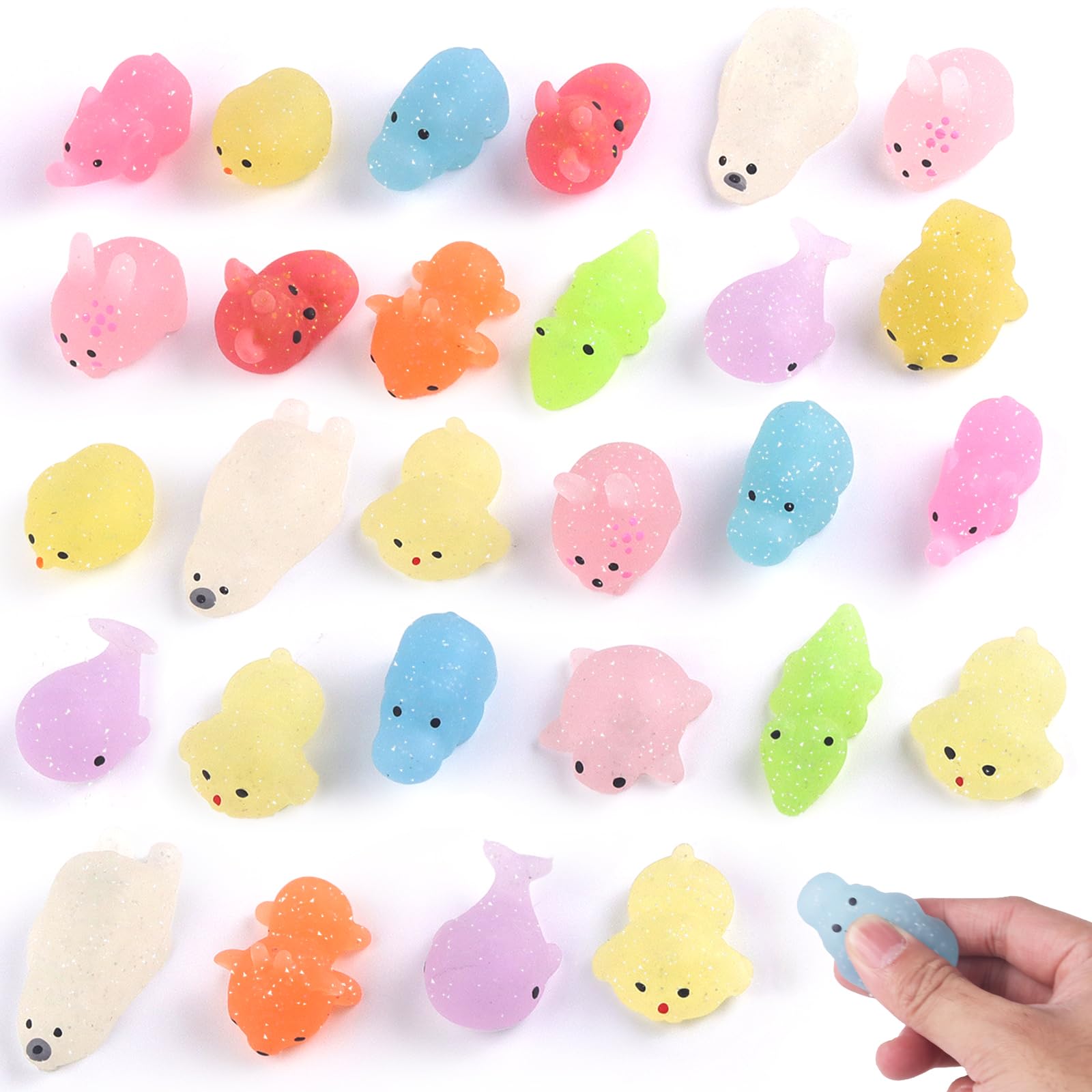 30 Pack Glitter Squishies Mochi Animal Squish Party Favors Classroom Prizes Treasure Box