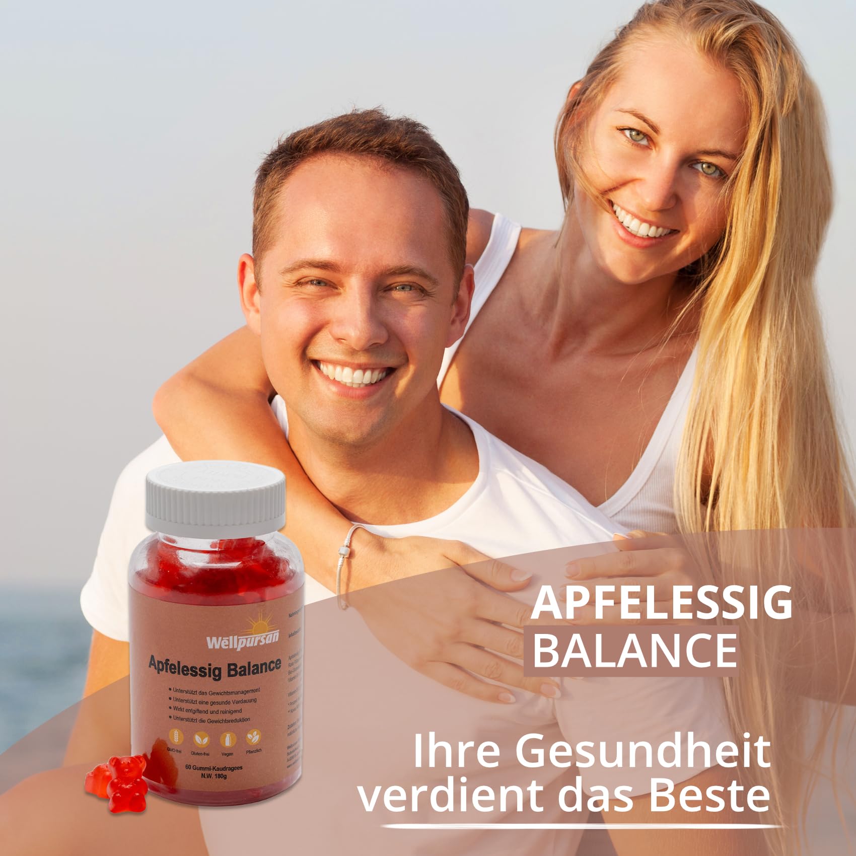 Wellpursan Apfelessig Balance Gummidrops 1.000 mg, 120 Kaudragees