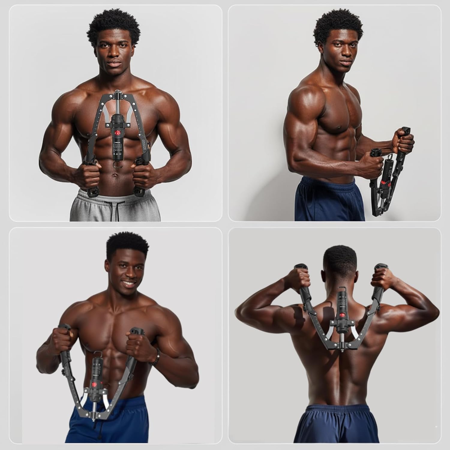 Mymus Coreflex Twister Pro, Hydraulic Power Chest Press Machine, All-in-One Adjustable Hydraulic Arm Exerciser Twister Bar, 22-440lbs, 2-in-1 Chest Trainer with Ab Roller Wheel