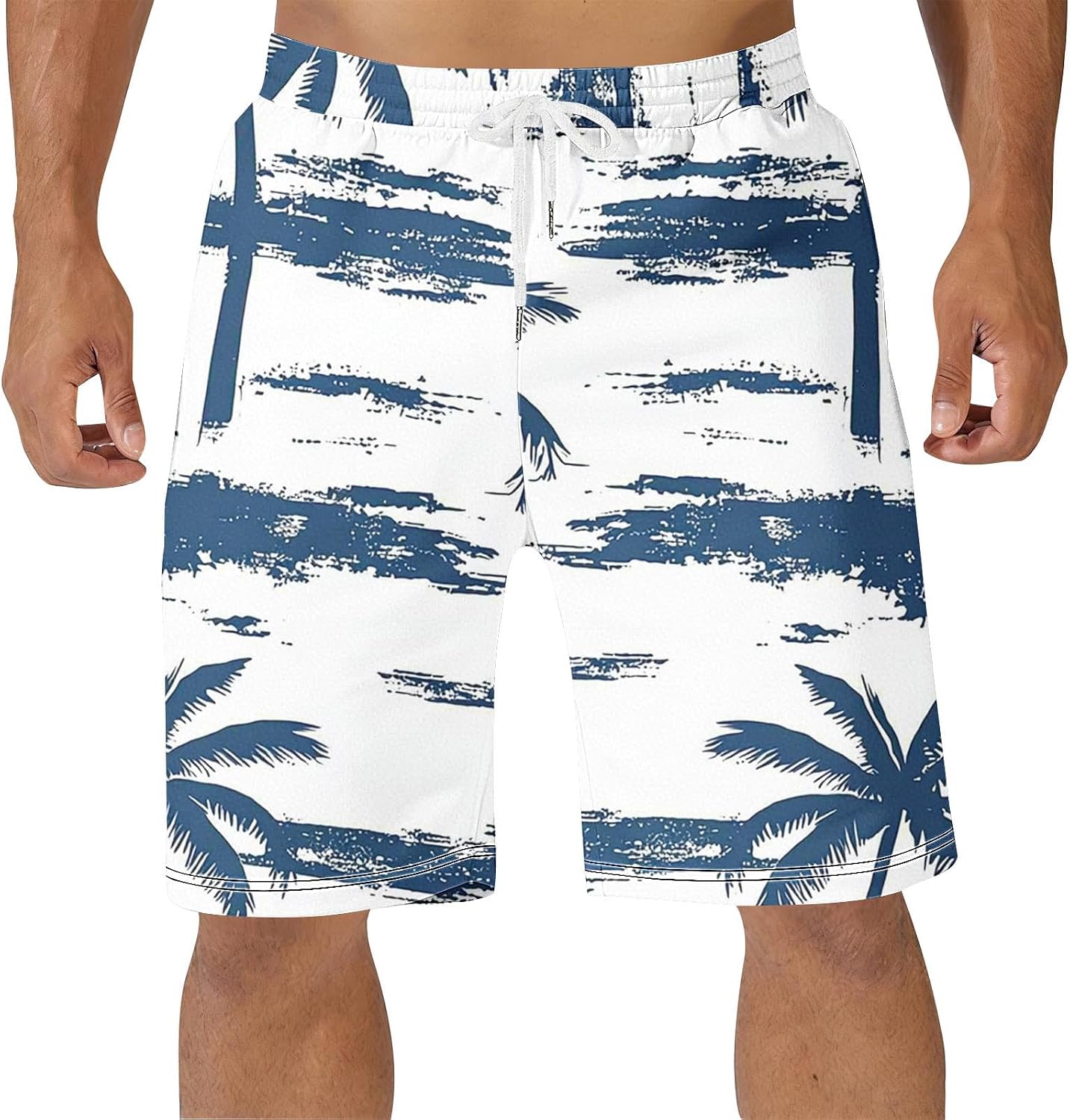 Hawaiian Swim Trunks for Men Palm Tree Bathing Suit Loose Swimsuits Beach Shorts with Pockets Quick Dry Swim Suits