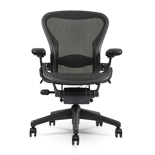 CHAIRORAMA Certified Refurbished Aeron Chair Size B | Fully Adjustable Ergonomic Mesh Office Chair with Lumbar Support, Tilt Limiter, and Roller Index Arm Adjustments (NO HEADREST) - NO HEADREST