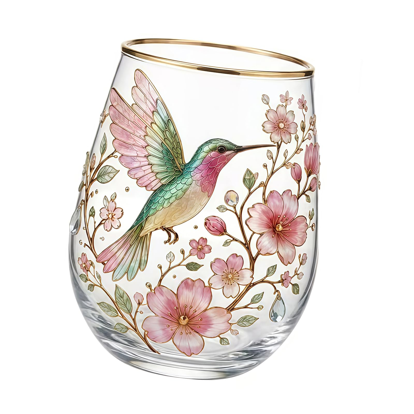 PANGBOER Hummingbird Tea Cup Clear Coffee Mug for Home and Offices Use Multifunctional Drinkware for Beverages Bird Tea Cup