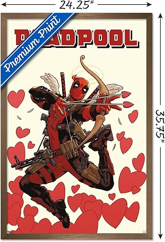 Miniatura 3 de Trends International Marvel Comics Deadpool - Póster de pared de Cupido, 34 pulgadas de largo x 22.4 pulgadas, versión enmarcada en bronce
