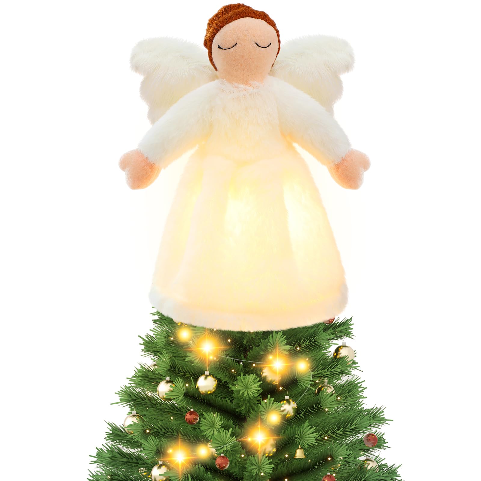 Ángeles de fieltro decorativos para un árbol de Navidad cálido y familiar
