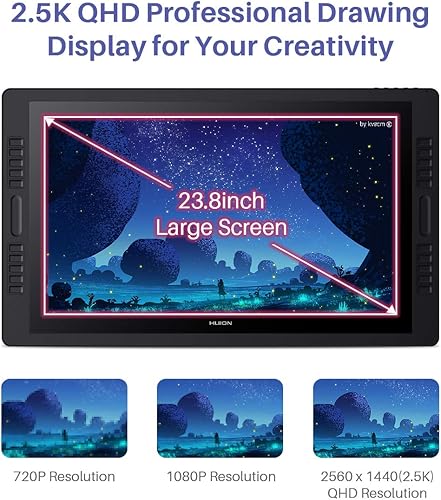 Miniatura 10 de HUION KAMVAS Pro 16 - Tableta de dibujo gráfico con pantalla completamente laminada, con lápiz óptico inclinable sin batería 8192 presión 6 teclas