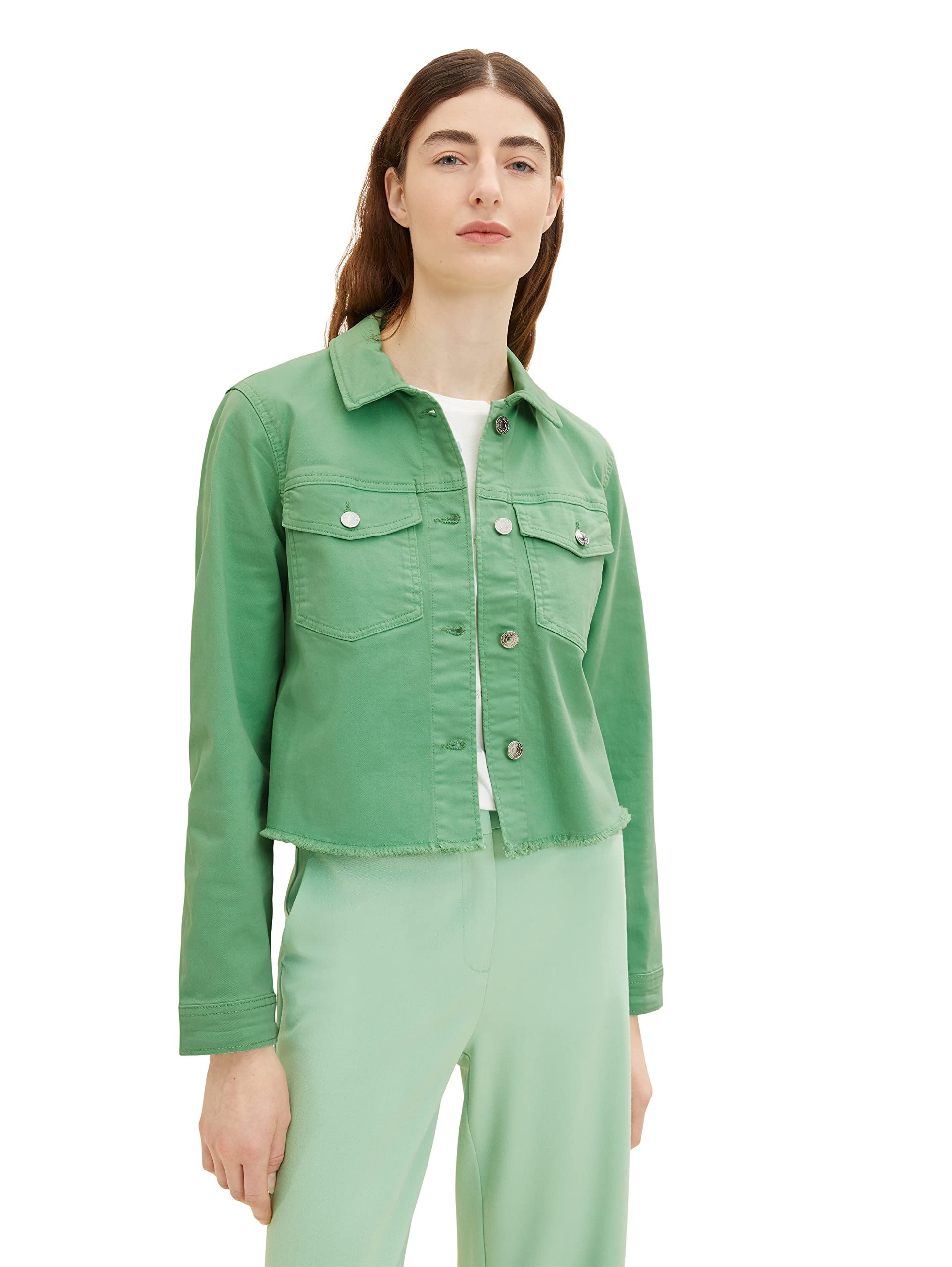 TOM TAILOR Ladies Denim Jacket 1035325, 31034 - Okra Green, Small