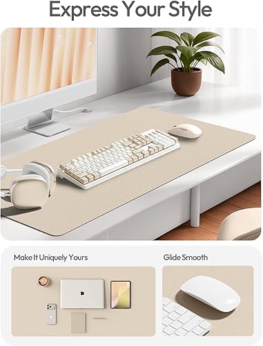 Miniatura 2 de YSAGi Protector de escritorio de cuero, tapete de oficina, alfombrilla grande para mouse, antideslizante, de piel sintética, escritorio para laptop