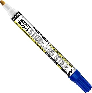 MM-38 Stainless Steel Paint Marker, Low Corrosive, Low Halogen, Low Chloride, Valve Action Paint Pens, 2.3mm Medium Tip, Writes on Stainless Steel, 10ml, Made in USA, Blue Box of 6