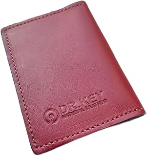 محفظة بطاقات من الجلد الطبيعي ثنائية الطبقات قابلة للطي دكتور كي لون احمر 2007 أحمر 7*10.5 للبالغين الجنسين