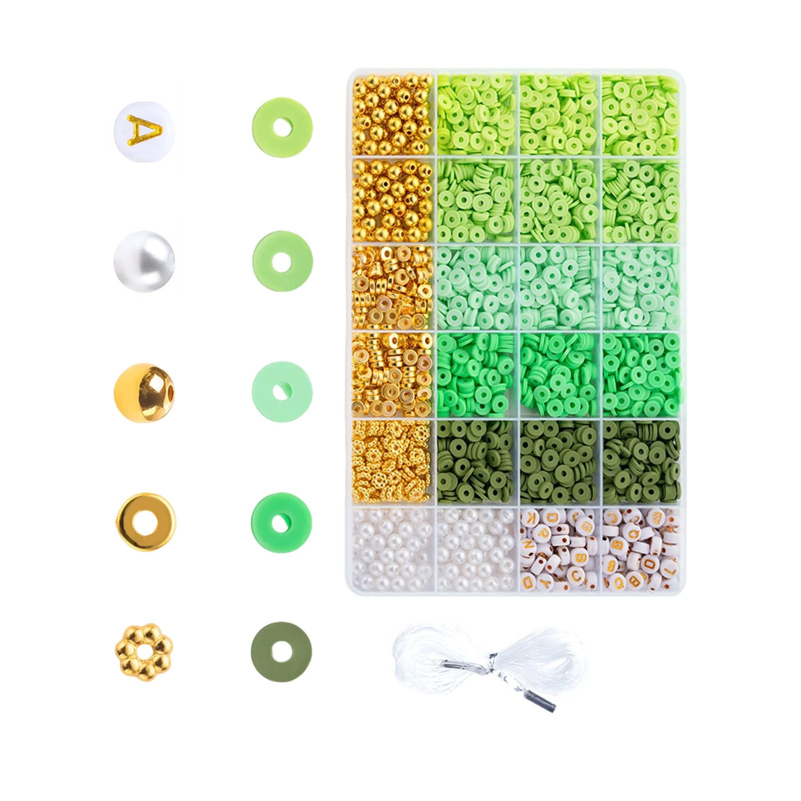 Shurhome Beads Set Craft Round Spacer with Hole Clay for Bracelets Making Clay Set