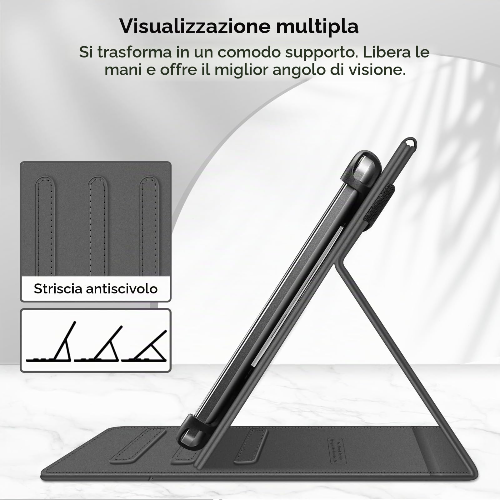 HGWALP Custodia universale per tablet da 9,9.7,10.1,10.2,10.5,10.9,11 pollici,Multi-Viewing Angles Stand Folio Cover con Cinturino per 9-11 pollici Tablet,con Fissaggio Regolabile Silicone Band HGWALP Custodia universale per tablet da 9,9.7,10.1,10.2,10.5,10.9,11 pollici,Multi-Viewing Angles Stand Folio Cover con Cinturino per 9-11 pollici Tablet,con Fissaggio Regolabile Silicone Band