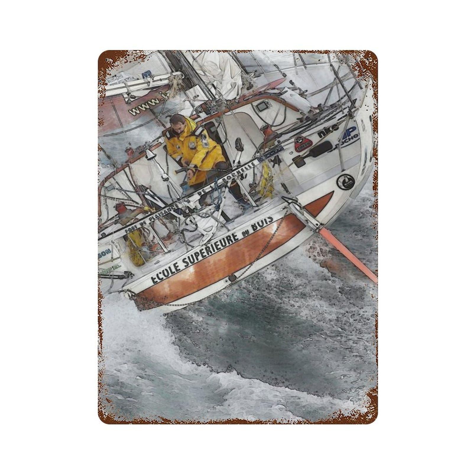 Garage Style The Lone Sailor Rusty Metal Tin Sign 15.7"x11.8", Farmhouse Wall Decor for Bar And Workshop