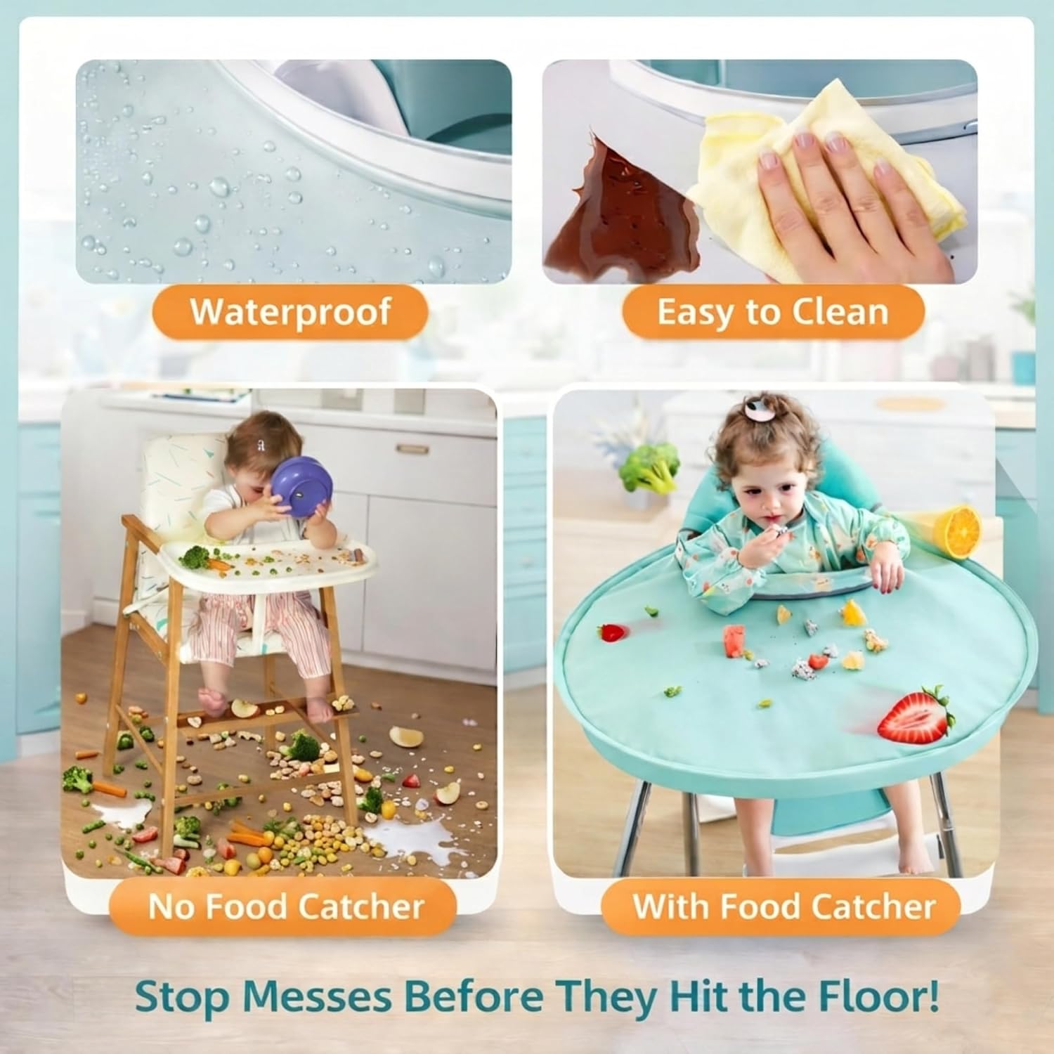 Baby bib Food Catcher Bib and Tray Set | High Chair Self Feeding|No-Mess Mealtime|Easy Cleanup Baby& Toddler