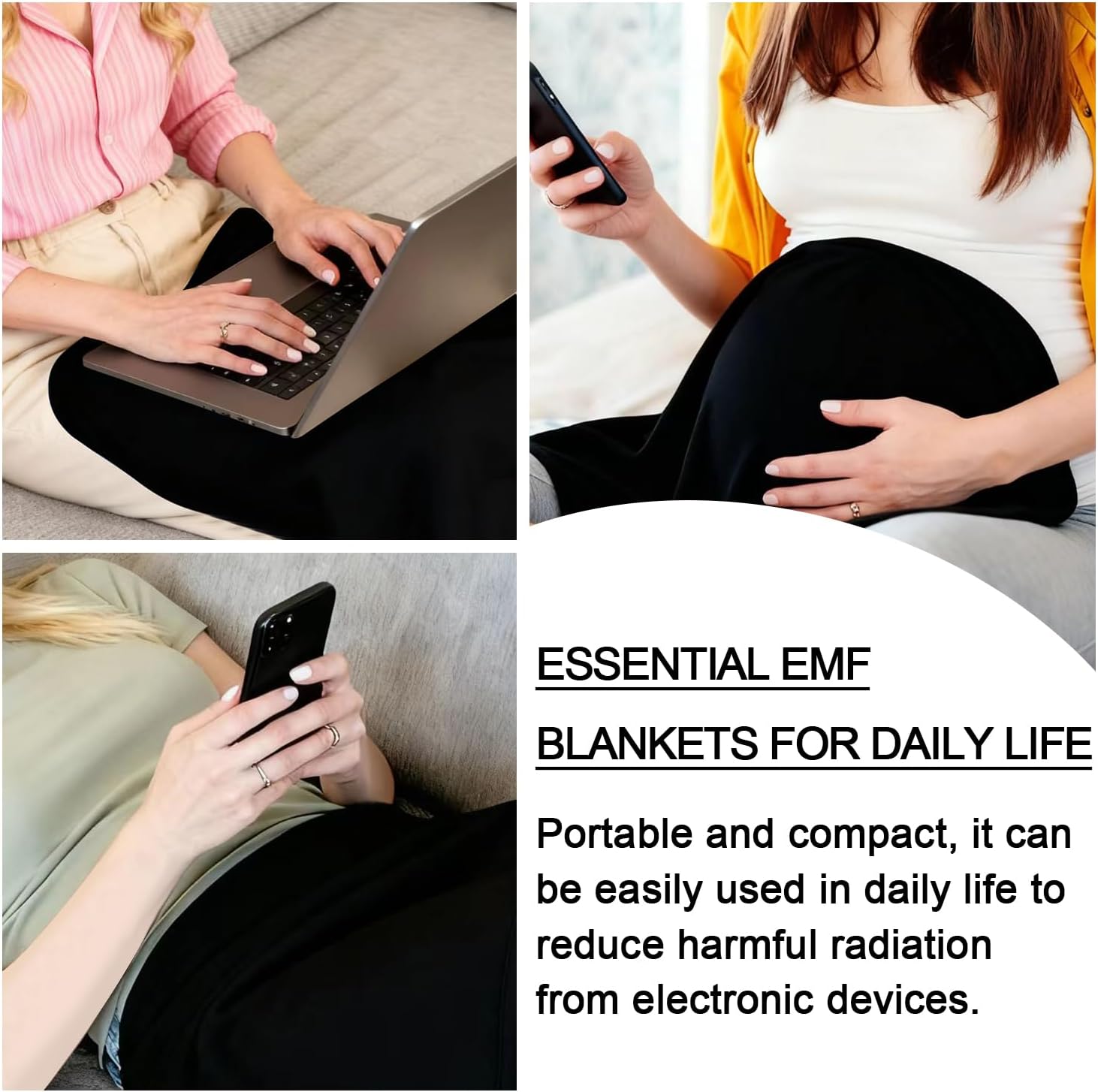 Faraday Blanket: Protection Against Direct Contact from WiFi, Protection Blanket for Cell Phone, Tablet, Electronics (20.5" x 17.5"), Black