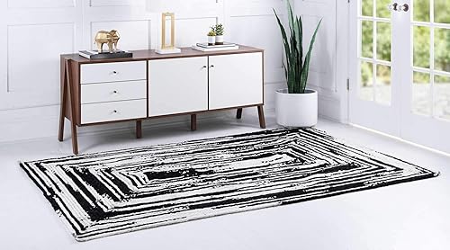 Miniatura 2 de Unique Loom Braided Chindi Collection Casual Modern Black Area Rug (9' 0 x 12' 0)