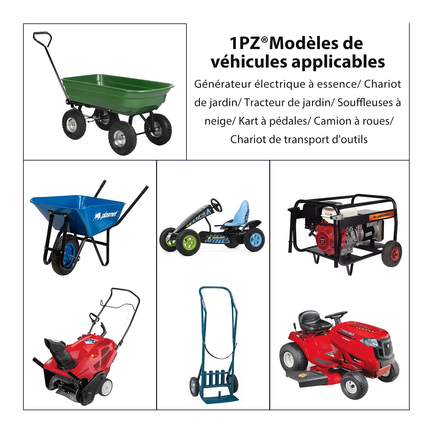 1PZ F3T-35I Complet Pneu 4.10/3.50-4 avec Chambre à Air - Pour Chariot, Diable, Brouette, Tondeuse, Remorque de Jardin et Petit Véhicule (4 Pouces)