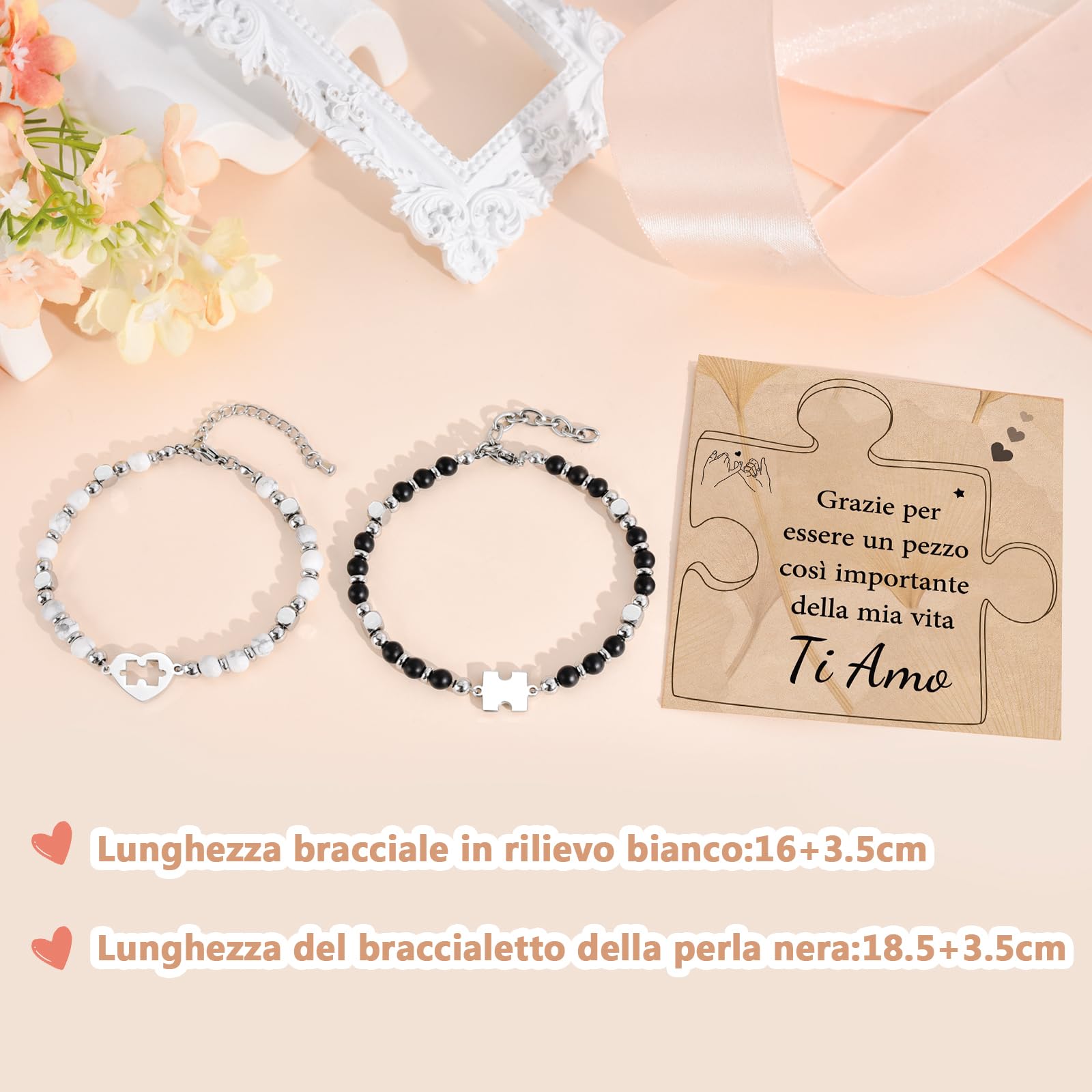 CheersLife Idee Regalo Donna Uomo Natale, Regalo Anniversario San Valentino per Lui Lei, Bracciale Puzzle Amore Romantico Regalo Compleanno per Fidanzata Fidanzato Marito Moglie Coppia Sorella Amica