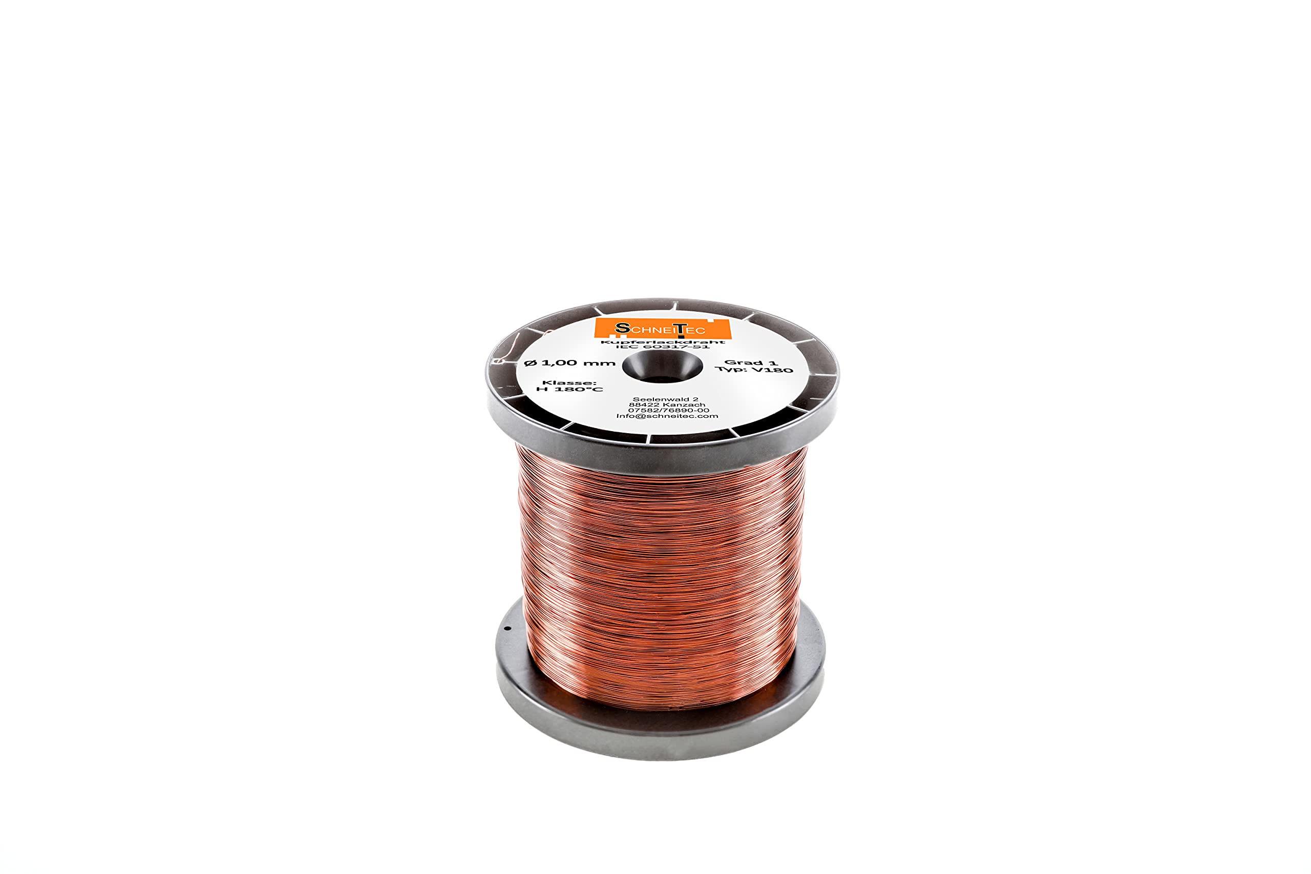 Kupferlackdraht V 180 Ø 1,00 mm 500 g CU Lackdraht Grad 1 CUL Kupferdraht IEC 60317-51