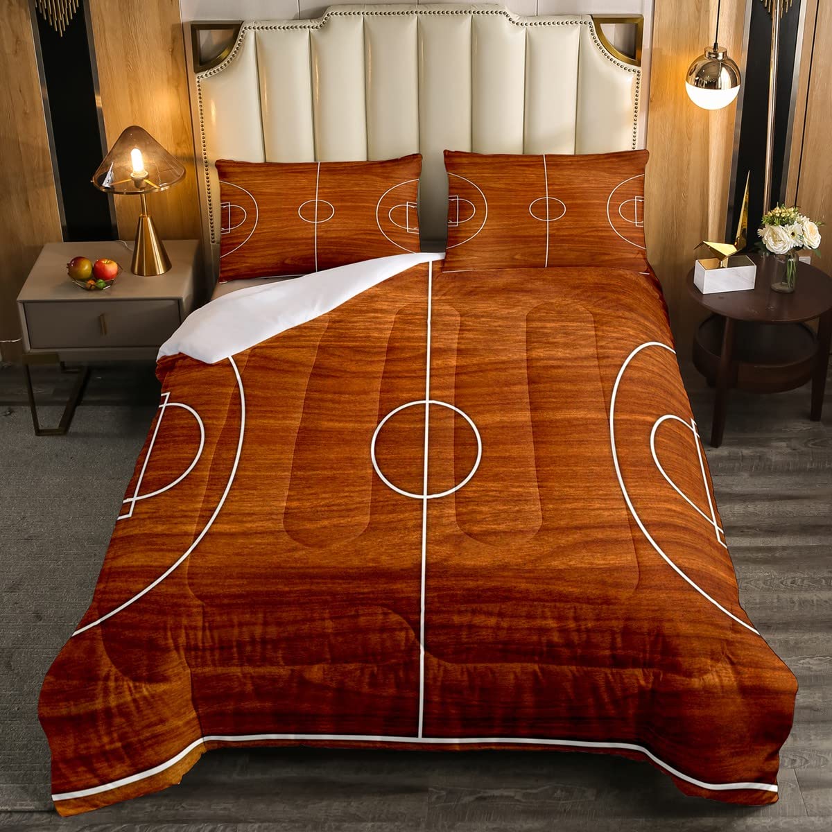 Set Biancheria Da Letto Basket Per Bambini, Piumone 135x200 Cm E Federa, Materiale Microfibra Traspirante