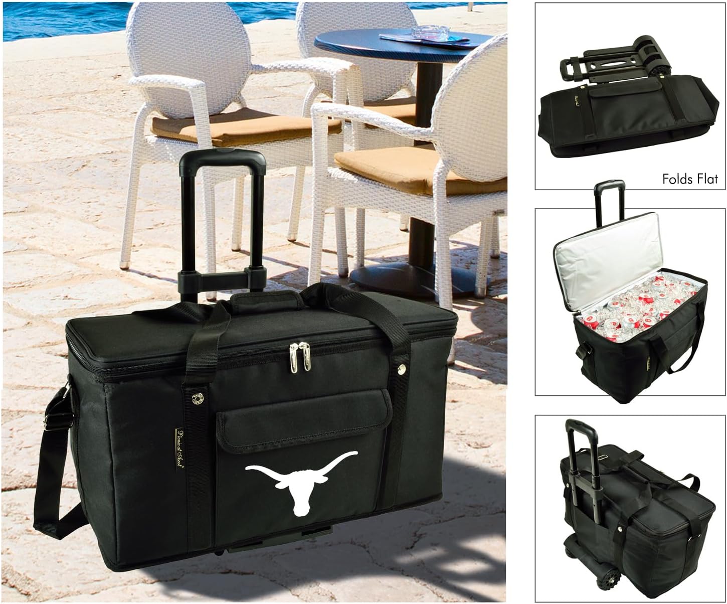 Texas University at Austin Officially Licensed Travel Cooler with Wheels- 64 Can Capacity- Collapsible Leakproof Cooler- Designed & Quality Approved in The USA - Image 2