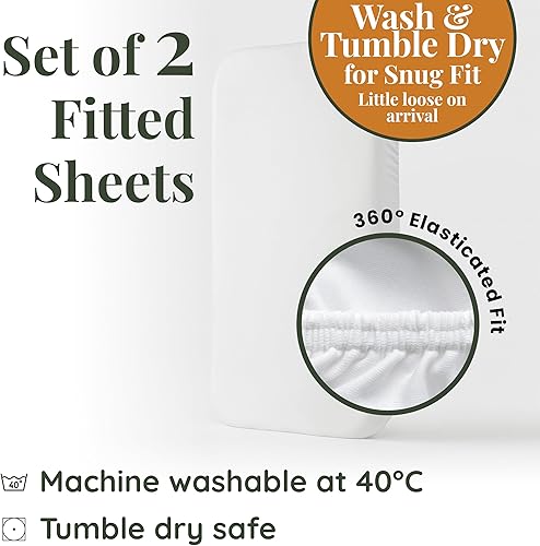 Miniatura 5 de GOTS Sábanas Orgánicas para Moisés de Cabecera 33x20 para Maxi COSI Iora, Newton, Cowiewie, Baby Delight, Mika Micky, Ronbei, Koola Baby Bond,