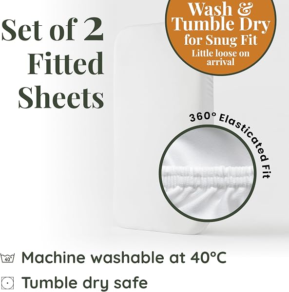 Bunnyjik - GOTS Organic Cot Bed Sheets 140 x 70 fitted – Luxuriously Tick & Cozy 2000GSM Organic Cotton- Pack of 2 Cotbed Fitted Sheet - Toddler Bed Sheets 140 x 70 Cot Sheets 140 x 70 Fitted - 5