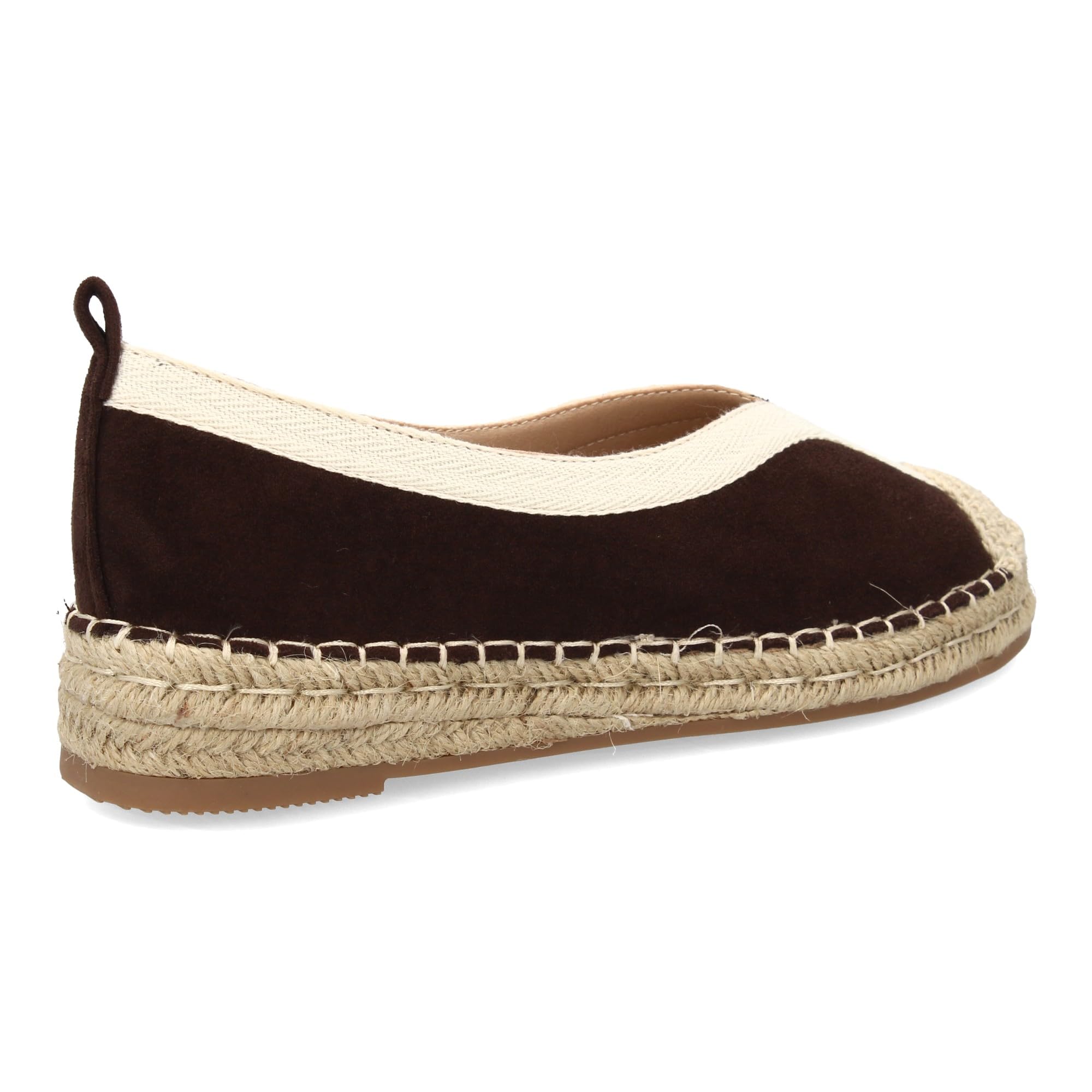 shoes&blues.es Alpargata Plana de Estilo Tradicional para Mujer, Punta Cerrada, sin Cierre. Suela Acolchada y Cuna Comoda, Ribete y la Suela de Yute, Ideal Primavera Verano.