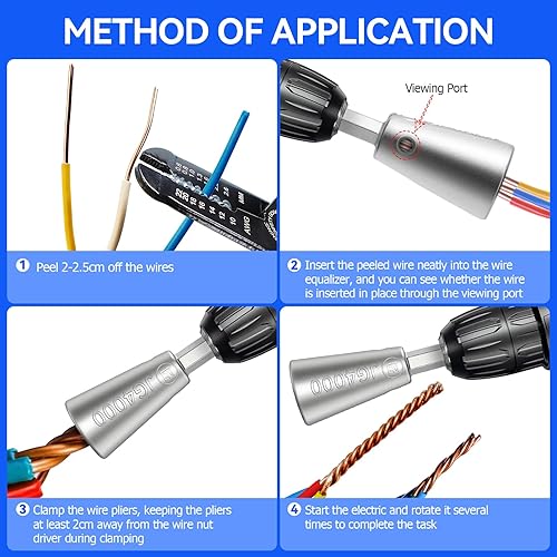 Miniatura 6 de Conector de tuerca de alambre premium, vástago de acero inoxidable, herramienta de torsión de cable duradero para taladro eléctrico (2 unidades)