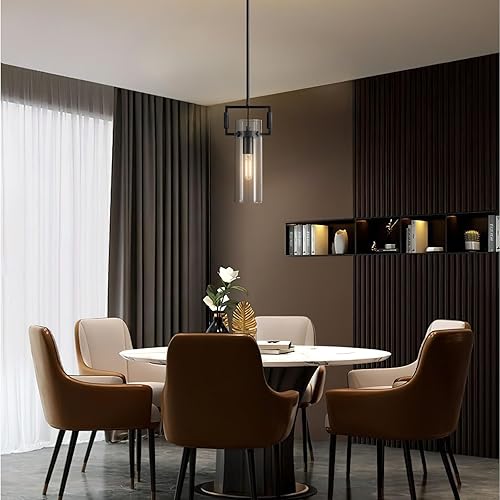 Miniatura 7 de Luces colgantes negras para isla de cocina, moderna lámpara colgante de cristal, iluminación colgante de cocina de 12 pulgadas sobre la isla, luces