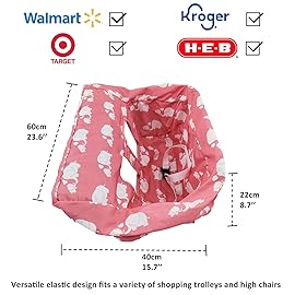 Pozico Baby Shopping Cart Cover for Baby Girl or Boy, Machine Washable/Portable with Carry Bag-Pink White Elephant