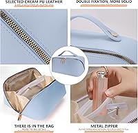 Vista 3 de XASRVIR Bolsa de maquillaje para mujer, bolsa de maquillaje de viaje de gran capacidad, bolsa de maquillaje plana portátil de gran apertura, bolsa