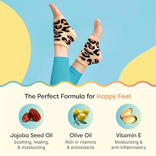 Miniatura 92 de ZenToes Calcetines hidratantes para tratamiento de talón agrietado, vitamina E, aceite de oliva y aceite de jojoba, calcetines de talón para Guepardo