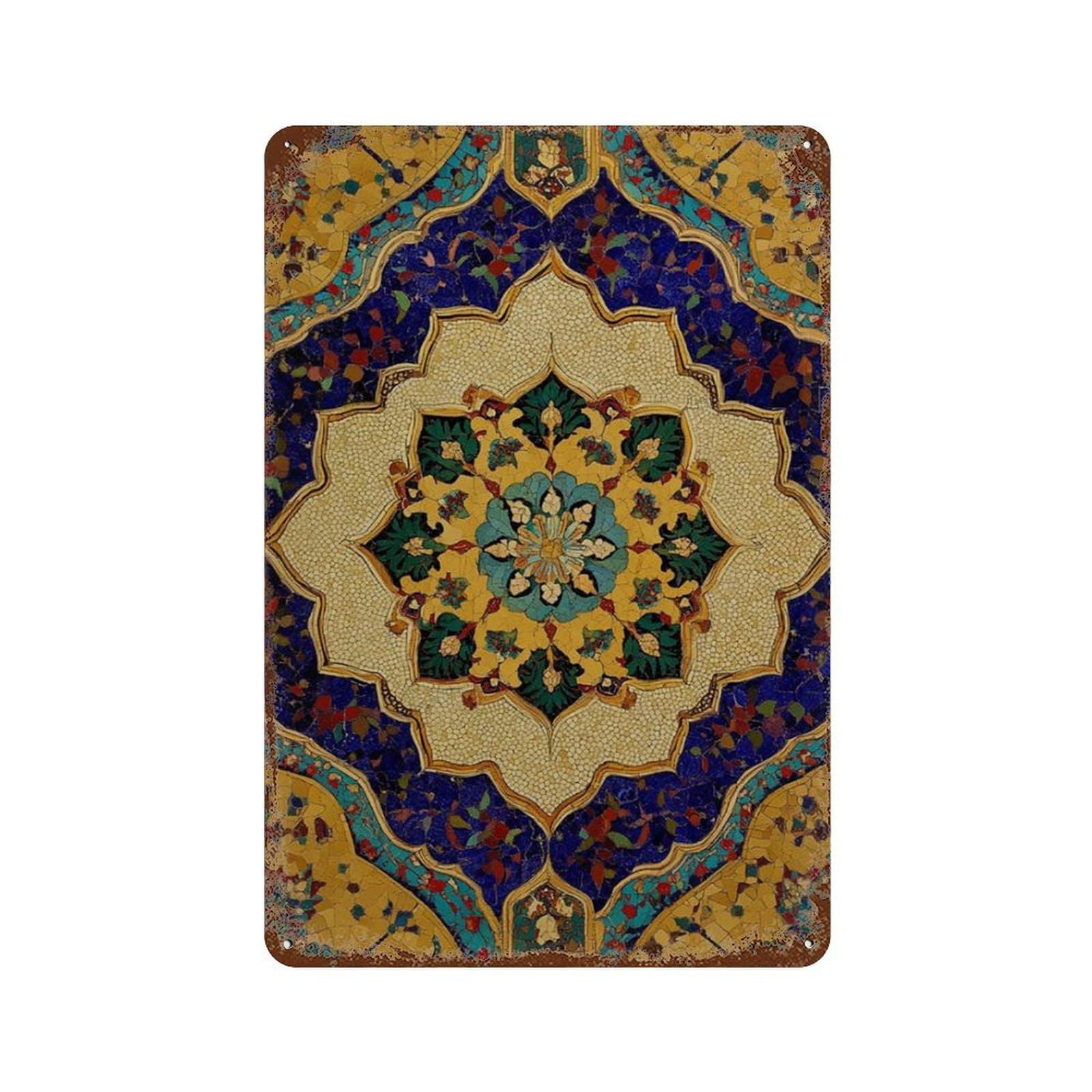 xiaoxiaoshen Persian Tile Pattern Islamic Geometric Ornate Mosaic Design Traditional Decorati Wall Decor Art Metal Tin Poster Modern Home Decor Art Home Bar Shop Decorations Vintage Sign 30x20cm