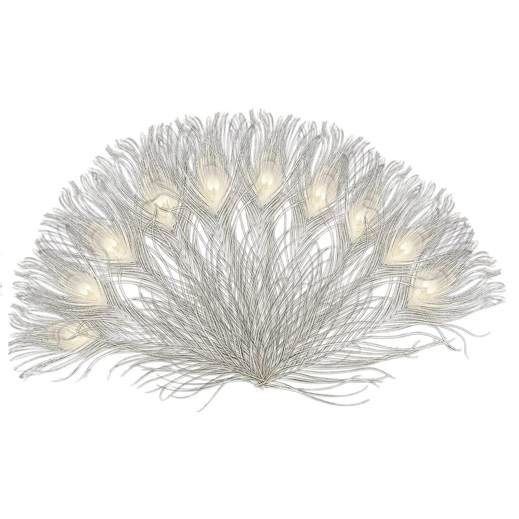 10pcs Off-White 10-12inch Peacock Feathers for Craft Feather Mask Making Decoration — image 1