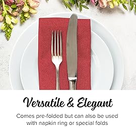 SimuLinen Burgundy Disposable Linen-Feel Paper Napkins - Cloth-Like Wedding Dinner Napkins, Luxury Paper, 16x16, Box of 50