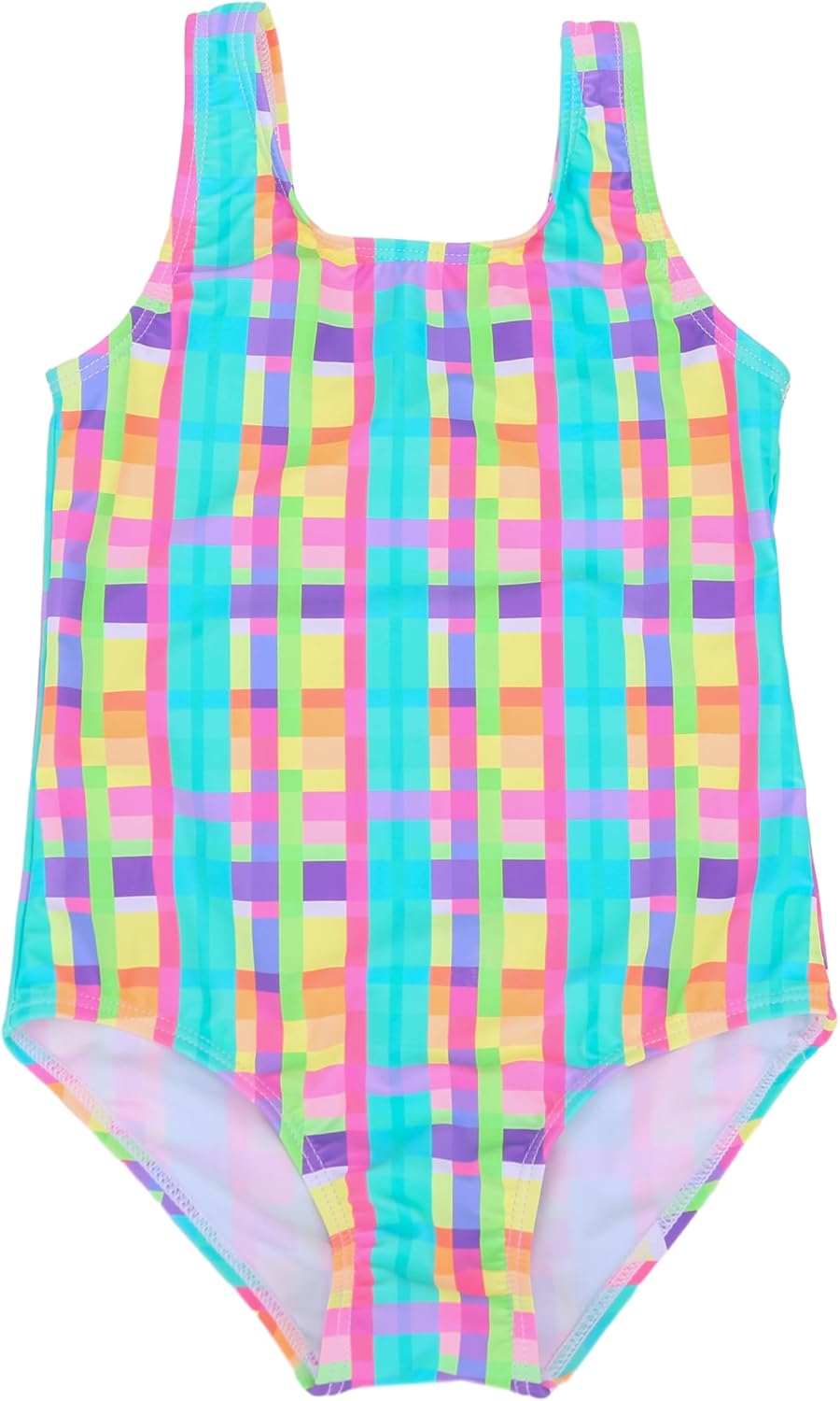 LIZENS Girls' One-Piece Swimwear Cute Striped Bathing Suit with Rainbow